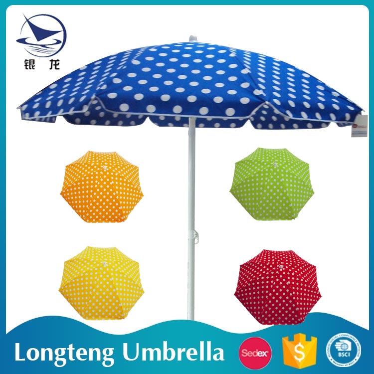 Colorful Polka Dot Cotton Can Be Tilt Outdoor Beach Umbrella