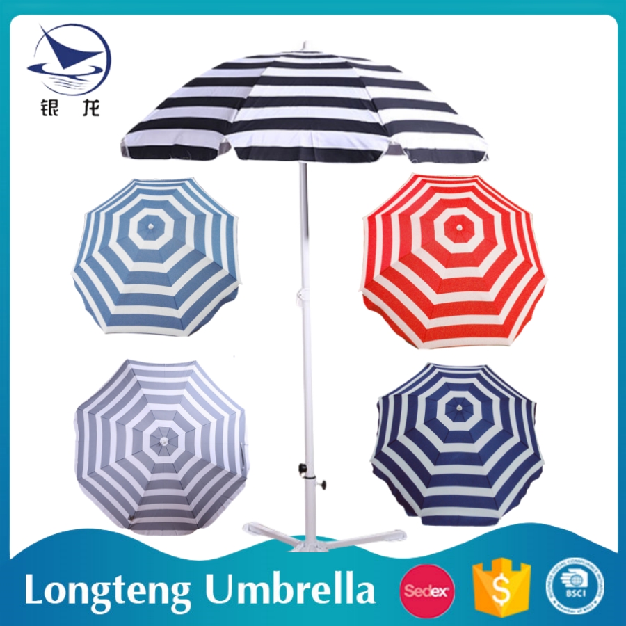 Multi Colored Striped Combination High-quality Polyester Classic Design Beach Sun Umbrella