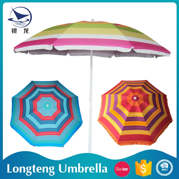 2024 New Design Stripe Continued Hot Sell Durable Beach Umbrella With Carry Bag